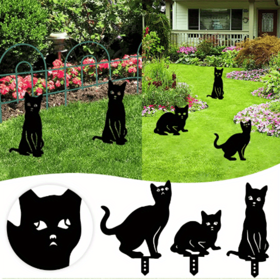 Patio Decoration Acrylic Plastic Garden Decoration Outdoor Black Cat ...