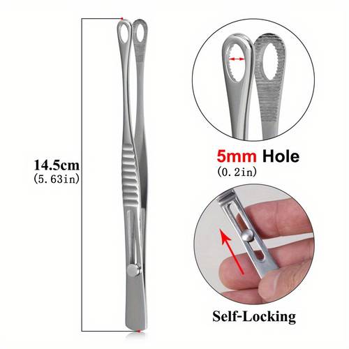 1pc stainless steel body piercing tool forceps needle pipe clamp tweezers open close ring ball pliers for catilage lip belly nose septum piercing tools