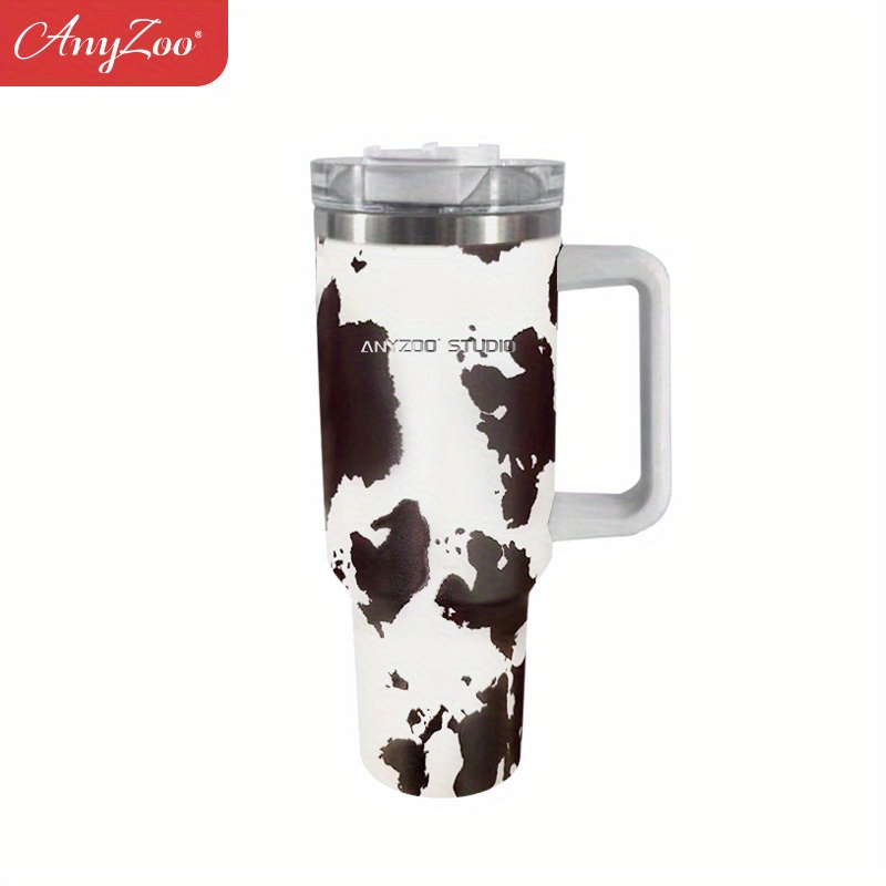 Anyzoo Tumbler With Handle Straw And Lid Leopard Print Heavy - Temu