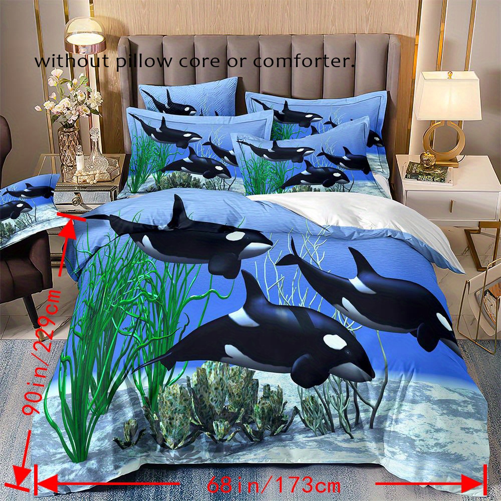 Duvet Cover Set Killer Whale Print Ocean Animal Pattern - Temu Canada