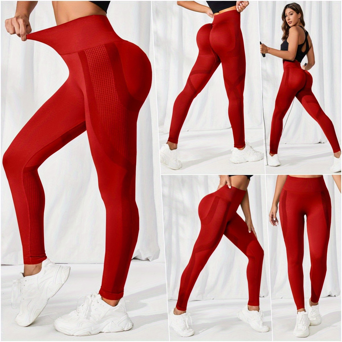 Anti-Sweat Mention Hip Sport Gym Leggings Women High Waisted Hollow Yoga  Fitness Pants Seamless Dance Workout Leggings FX1738 (Color : Wine red,  Size : L) : : Clothing, Shoes & Accessories