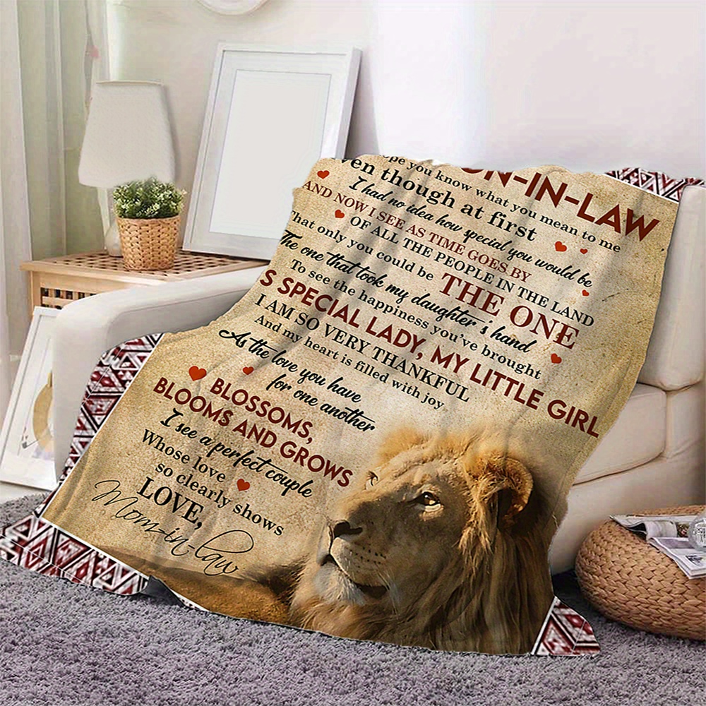 Blanket with lion online on it