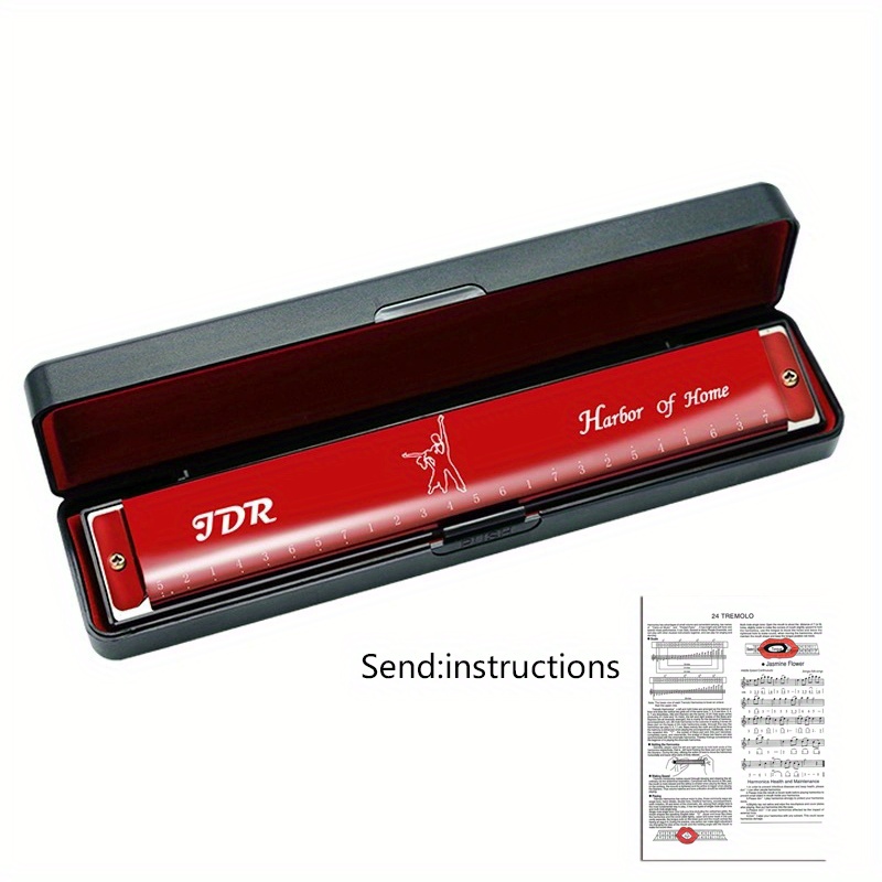 C Tune 24 Hole Harmonica for Beginners - Double Reed Instrument for Adults & Chi