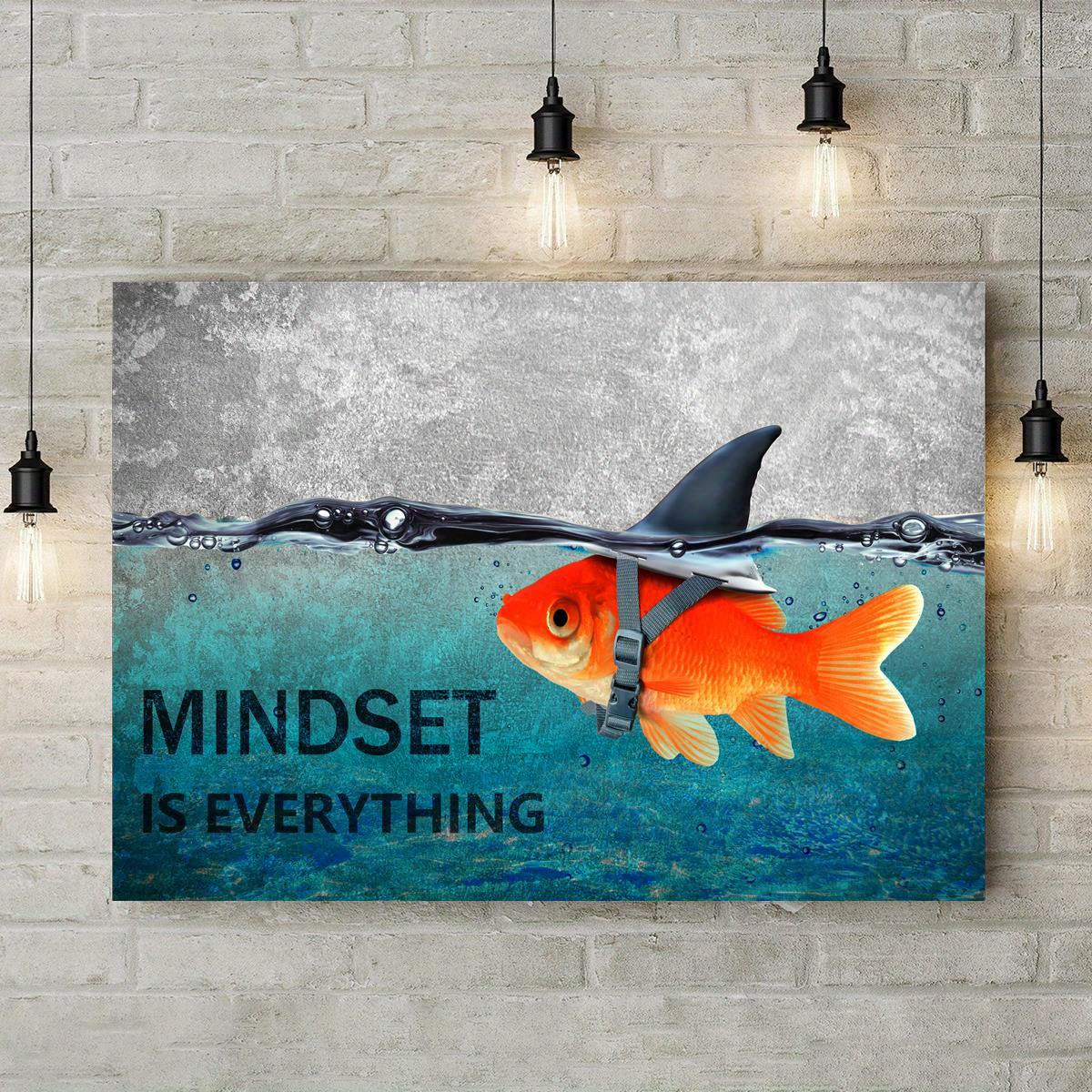 Inspirational Canvas Wall Art Quotes Abstract Blue Goldfish - Temu