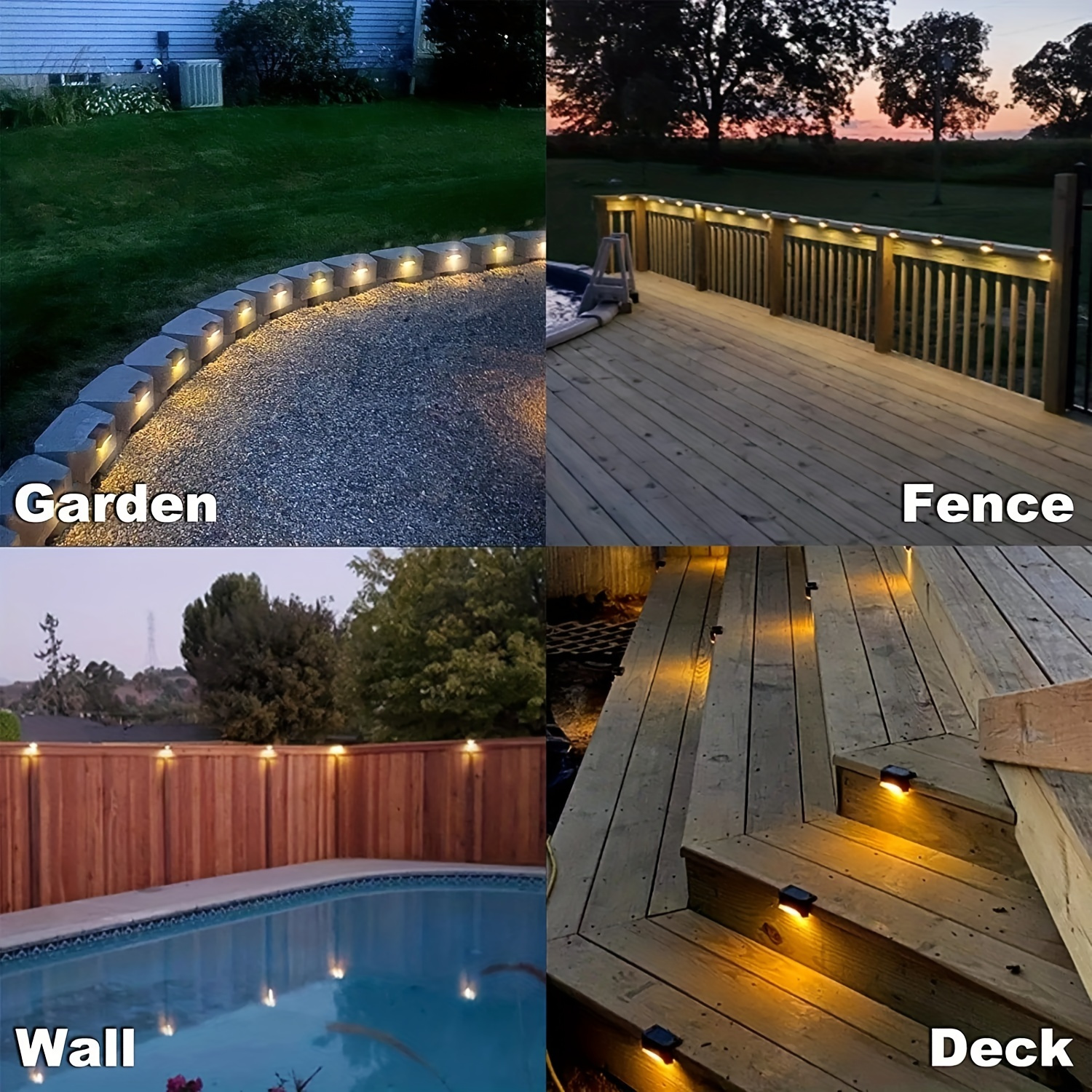 Solar-Powered LED Step Lights - IP65, Durable Plastic, Outdoor Pathway & Garden Decor, Nighttime Safety for Stairs, Garden Pathway Lighting | Modern Outdoor Lighting | Solar Charged Lights
