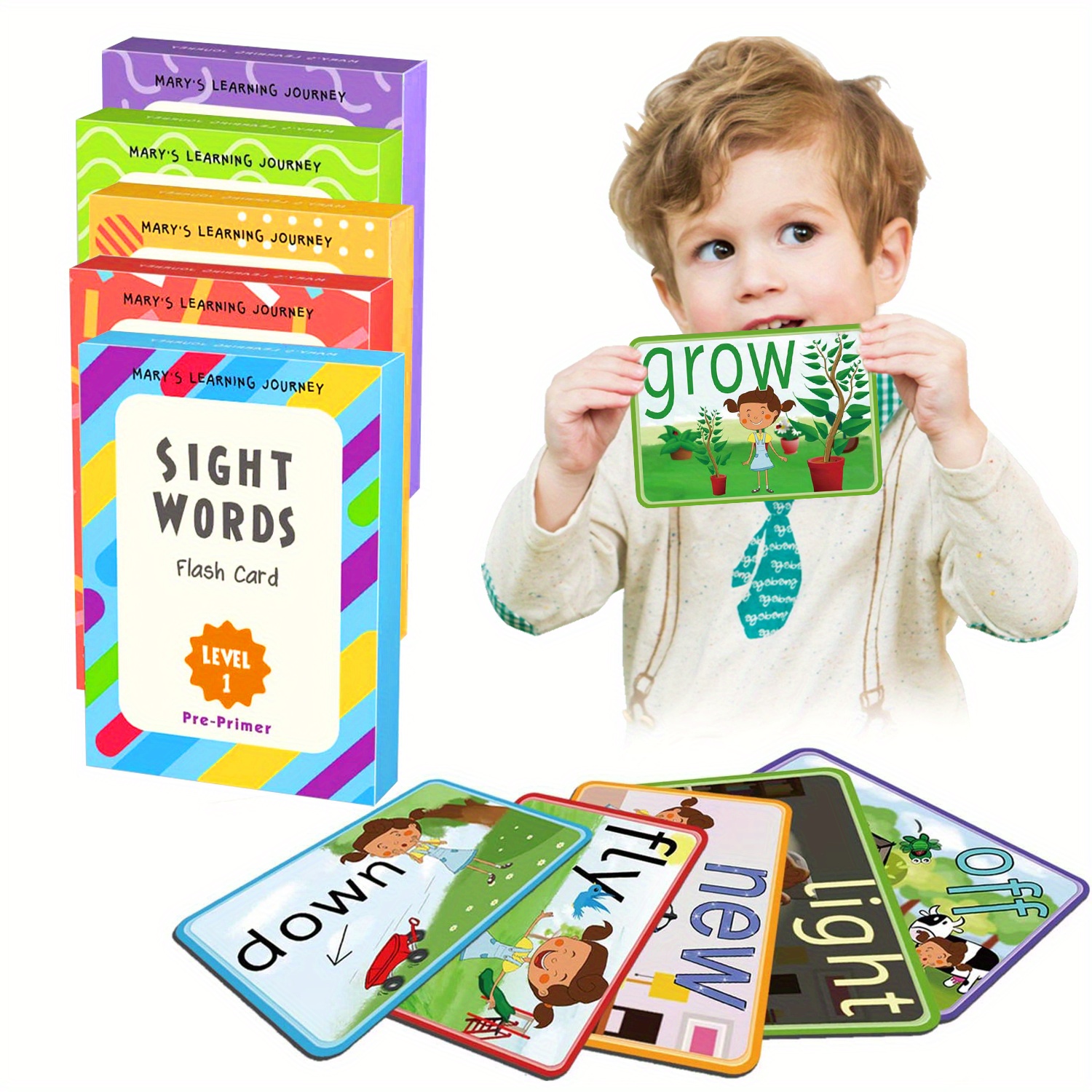 Sight Words Flash Cards Pictures Motions sentences 220 Dolch - Temu ...