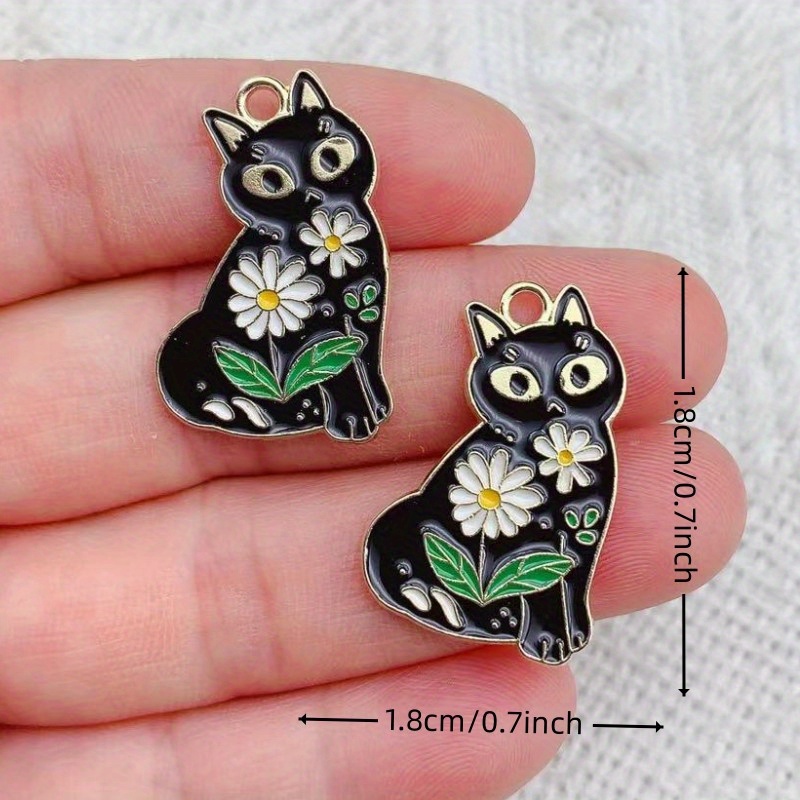 10pcs Cute Cartoon Animal Charms Alloy Enamel Cat Charms for Jewelry, Jewels Making Earrings Pendants Necklaces Craft Gifts,Temu