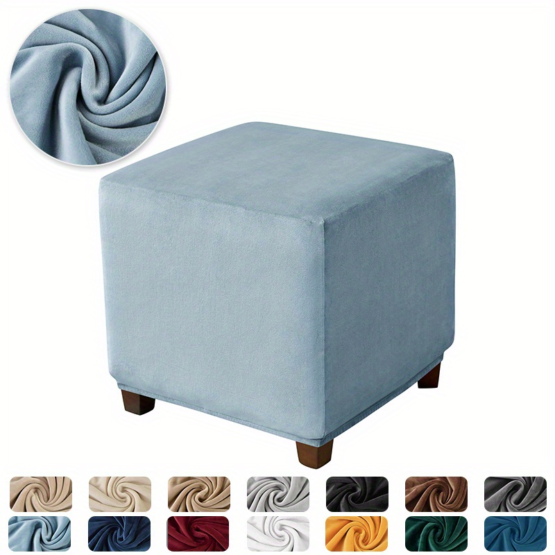 Soft Velvet Square Foot Stool Cover Protect Furniture Add Temu