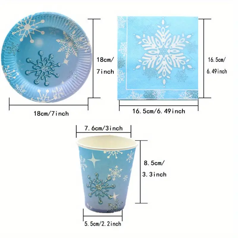 Christmas Snowflake Dinnerware Set - Paper Plate, Cups, And Lunch Napkins  For Wedding, Birthday, Baby Shower, And Bridal Party Decoration - Festive  Table Decor And Party Supplies - Temu