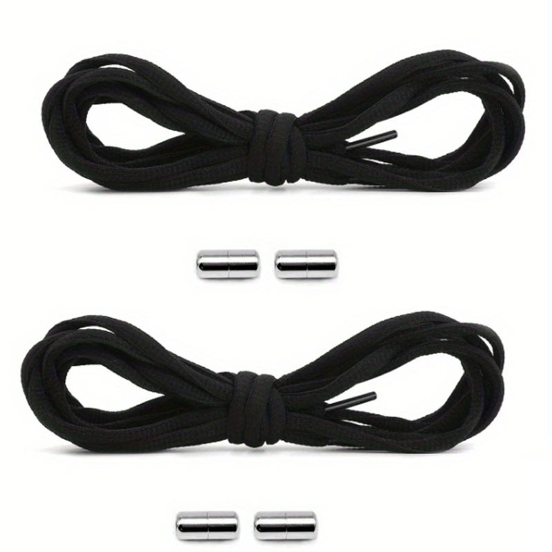 AHADERMAKER 80Pcs 2 Style Column Zinc Alloy Shoelace Buckle Connectors,  Capsule Shape No Tie Shoe Lace Tie Locks Clips Ends, Electrophoresis Black