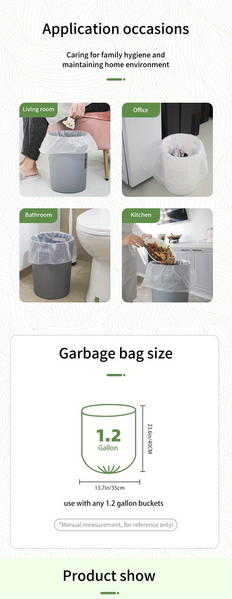 1.2 Gallon 80 Counts Strong Trash Bags Garbage Bags, Bathroom Trash Can Bin  Liners, Small Plastic Bags for home office kitchen, fit 5-6 Liter, 0.8-1.6
