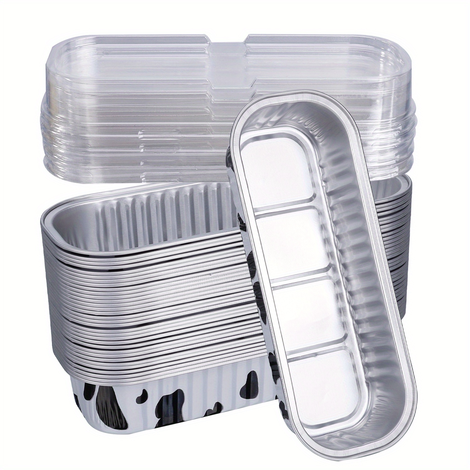 Silver Aluminum Foil Loaf Pans , Disposable Aluminum Baking Pans With Lids
