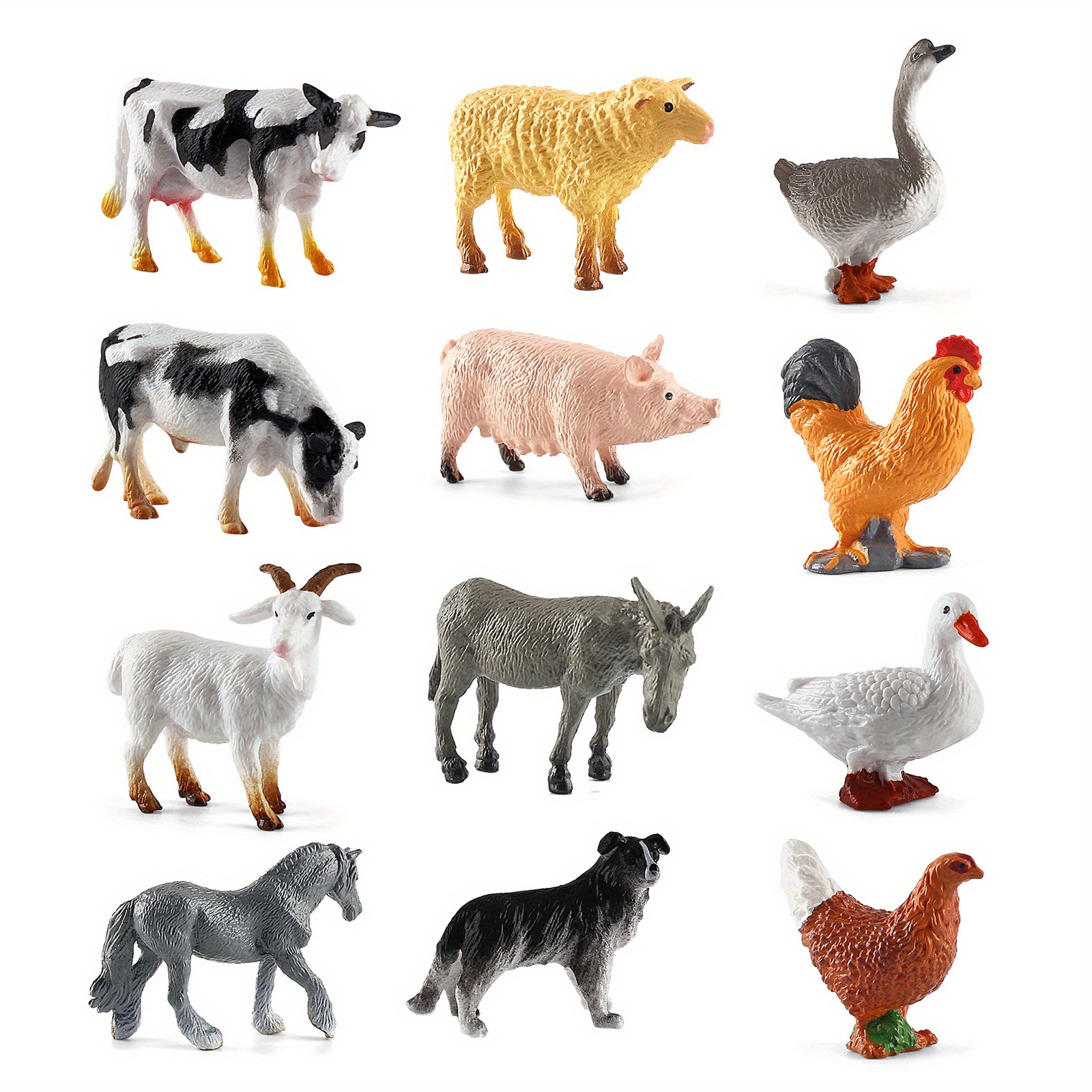 Taekooki 12 Pièces Mini Figurines D'animauxde la Ferme, Figurines d'animaux  de la Ferme, Jouets de Simulation d'animaux de la Ferme, pour Fournitures  de Fête sur Thème des Animaux d'anniversaire : : Jeux