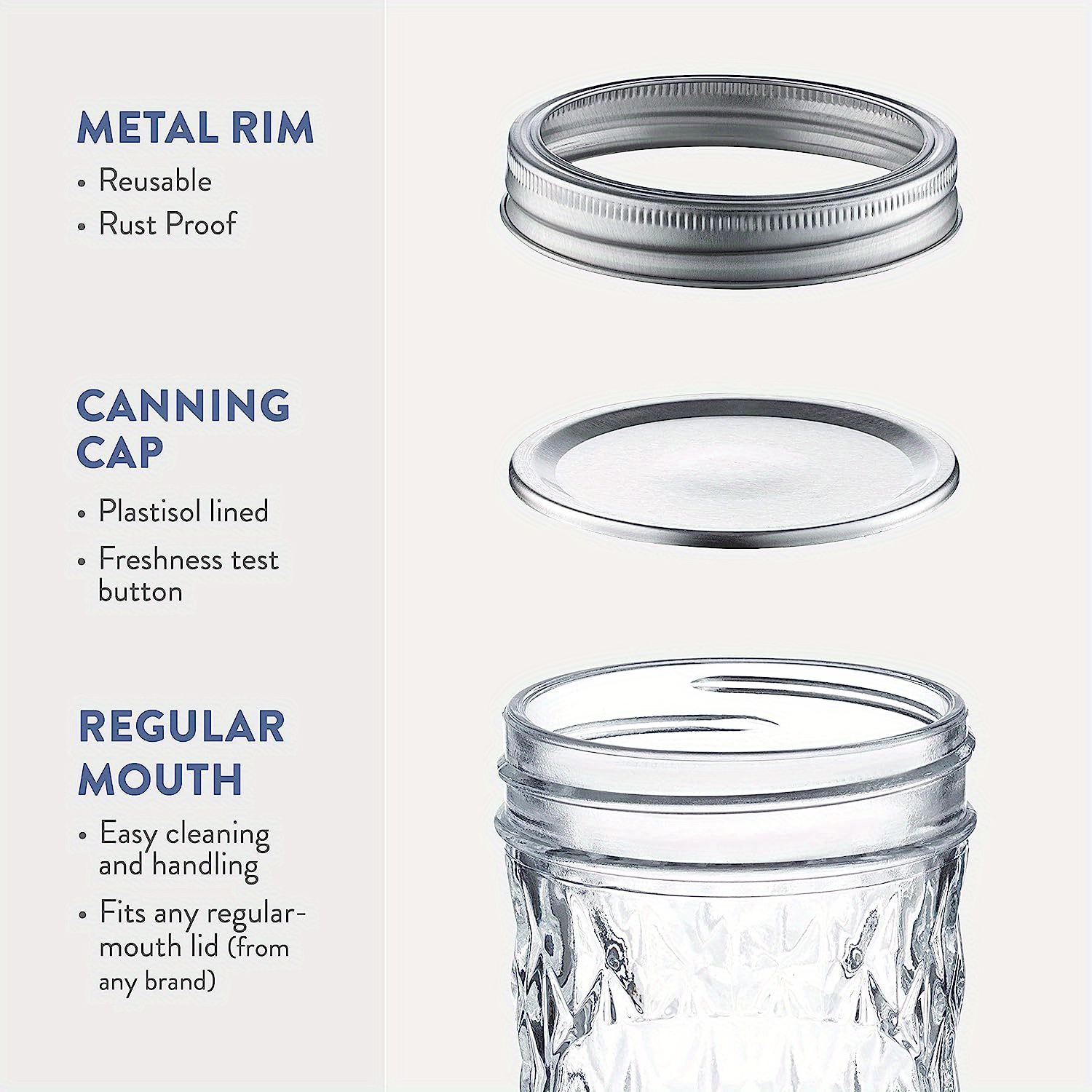 YINGERHUAN Glass Regular Mouth Mason Jars, 16 oz Clear Glass Jars with  Silver Metal Lids for Sealing, Canning Jars for Food Storage, Overnight  Oats