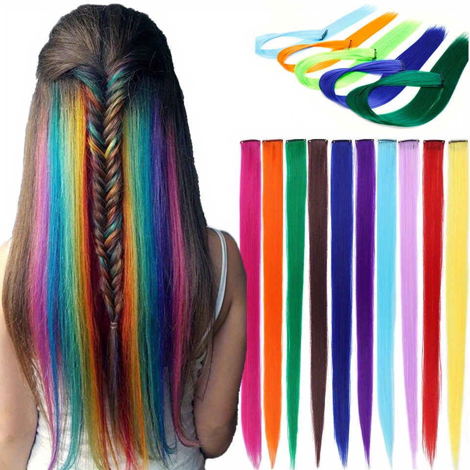Y2K Tinsel Hair Extension, 1200 Strands 48 inch Sparkle Glitter Rainbow Colored Synthetic Crochet Hair Extensions, Human Hair Extensions for