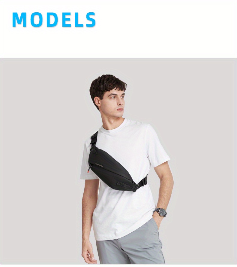 FENRUIEN Men'S Shoulder Crossbody Bag, Trendy Chest Bag, Casual Waist Bag, Lightweight Functional Street-Style Small Bag for