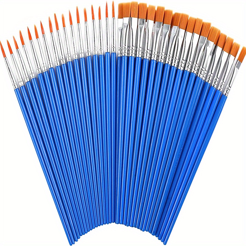 20 Pcs Flat Paint Brushes for Touch Up for Classroom Crafts Paint Brushes  for Acrylic Painting