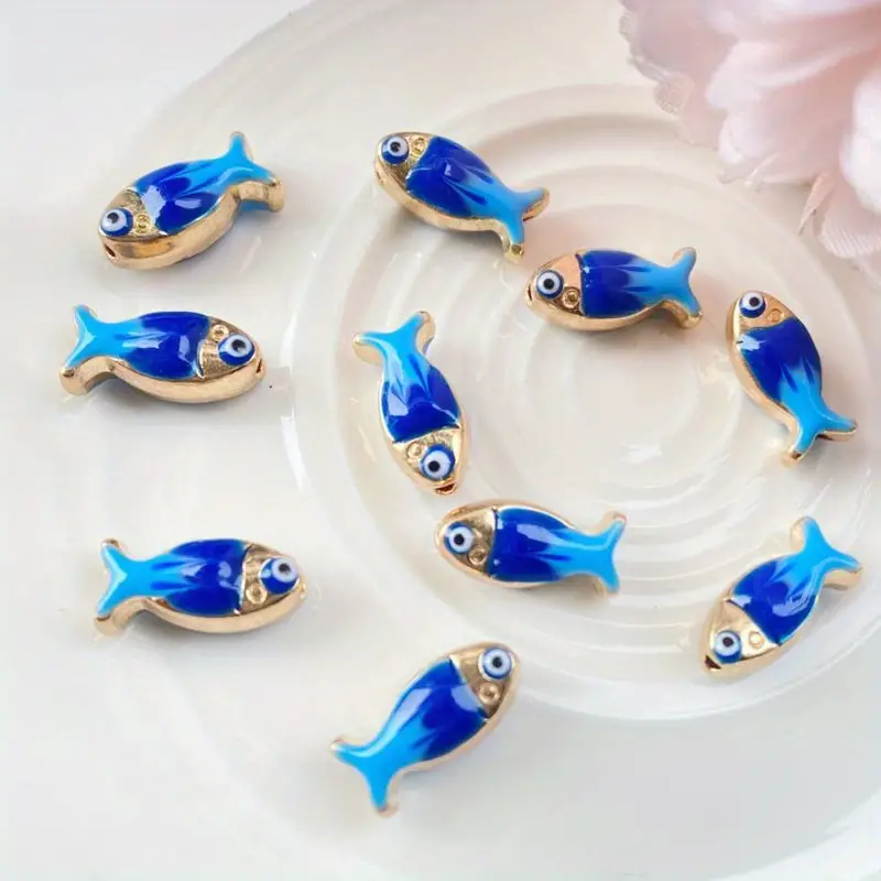 10Pcs/Set Dripping Oil Small Fish Alloy Inner Hole Charm Beads DIY Jewelry, Jewels Accessories Necklace Bracelet Earring Accessories,Temu