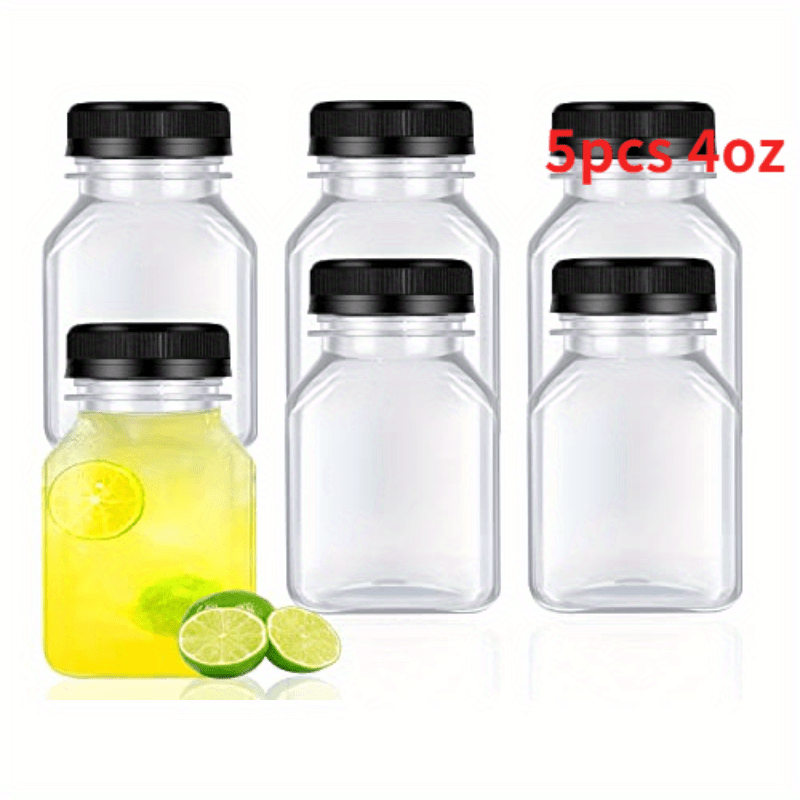  All About Juicing Clear Glass Water Bottles Set - 6 Pack Wide  Mouth with Lids for Juice, Smoothies, Beverage Storage - 16 oz, Durable,  Reusable, Dishwasher Safe, Leak Proof (Black Caps) 