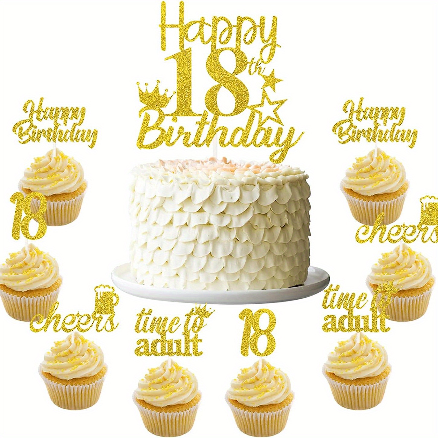 Adult 60th Birthday - Gold - Birthday Party Cake Decorating Kit - Cake  Topper Set - 11 Pieces