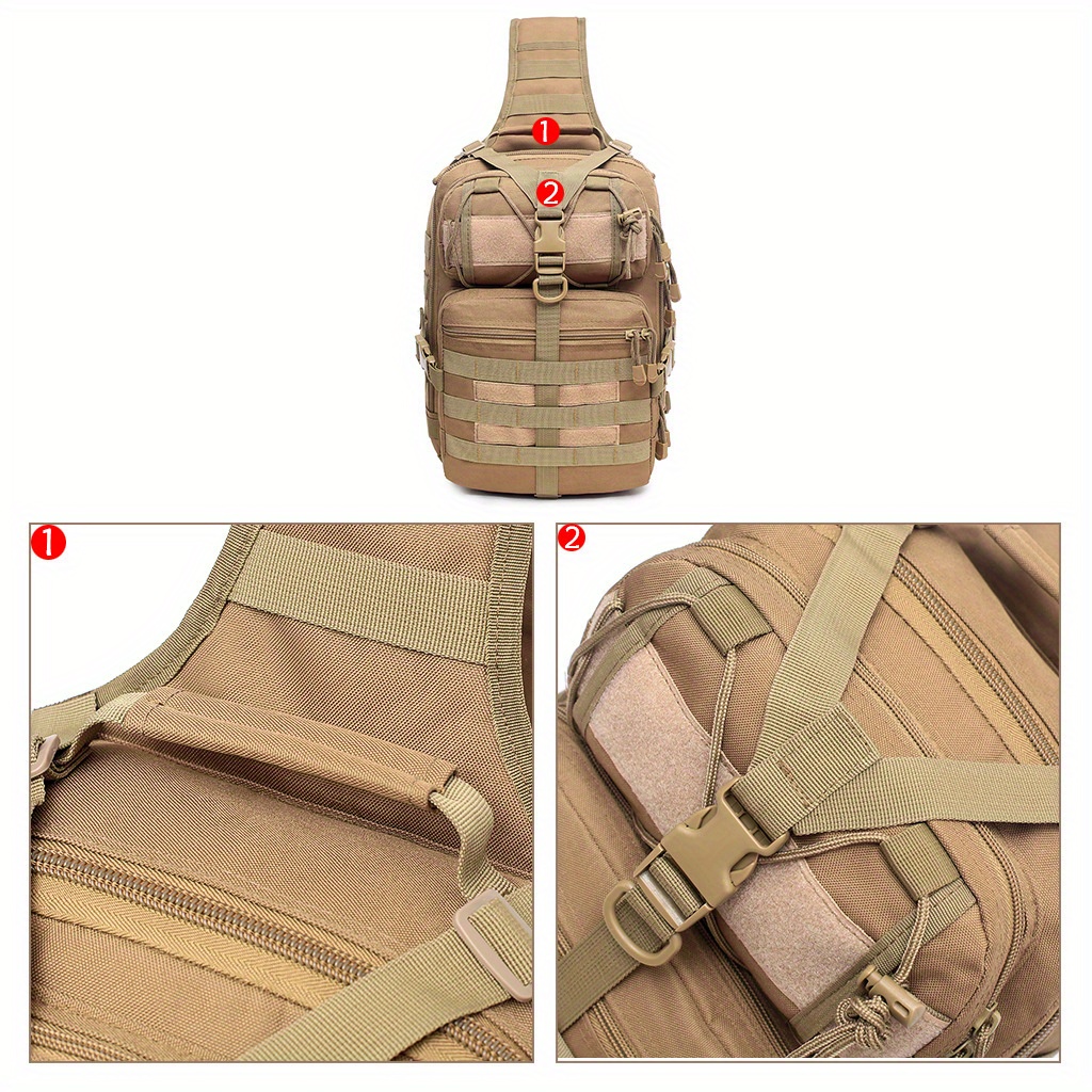 Outdoor tactical chest bag, men's multi-functional military camouflage  cycling cross-body bag, one-shoulder backpack