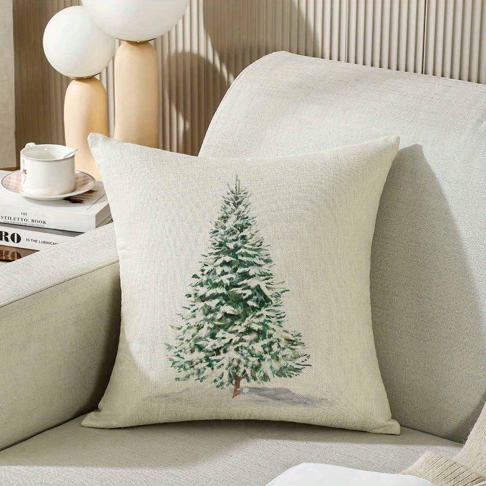 Square Christmas Pillow Cover Christmas Tree Cushion - Temu