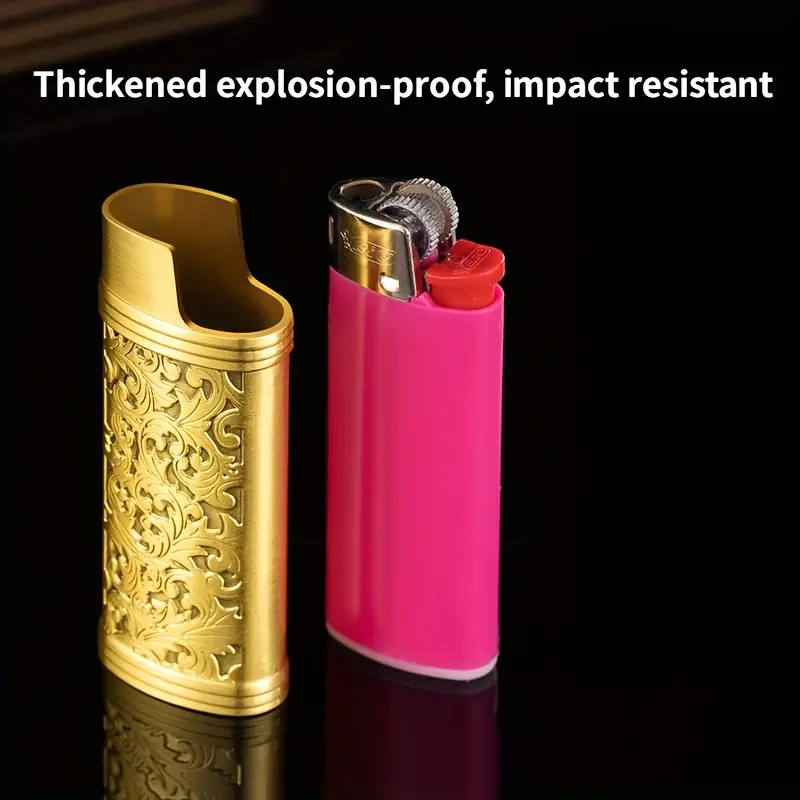 1pc small metal lighter mini small retro lighter case cover holder vintage floral stamped lighter case for full size lighter j5 smoking accessaries details 0