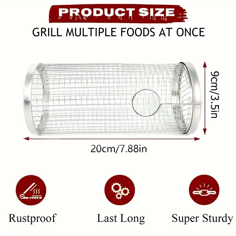 Outdoor Rolling Grilling Bbq Basket, Stainless Steel Leakproof Mesh Barbecue  Rack, Picnic Camping Simple Cylindrical Bbq Grill, Bbq Tools, Bbq  Accessories, Grill Accessories - Temu Germany