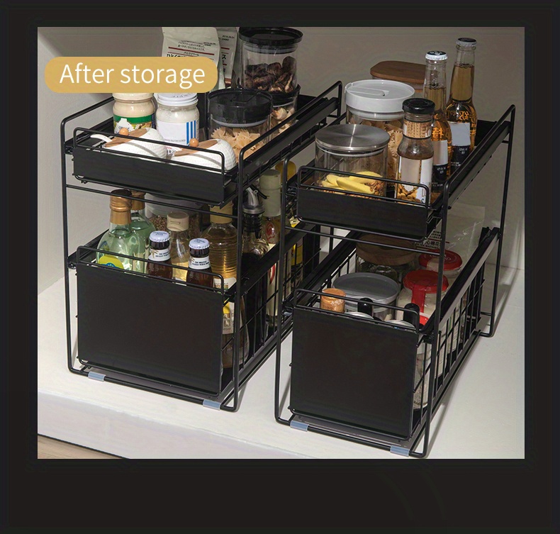 Tomorotec [Paquete de 2] Estante apilable de almacenamiento de cocina,  estante plegable para especias para organizar gabinetes, estantes de  cocina