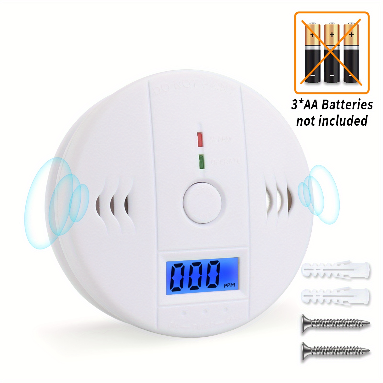 Detector de monóxido de carbono, detector de alarma de CO con pantalla  digital y alarma de sonido para el hogar