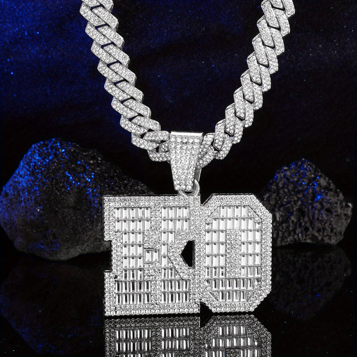 Men's New Design Rhinestones Hip Hop Iced Out Zinc Alloy Necklace