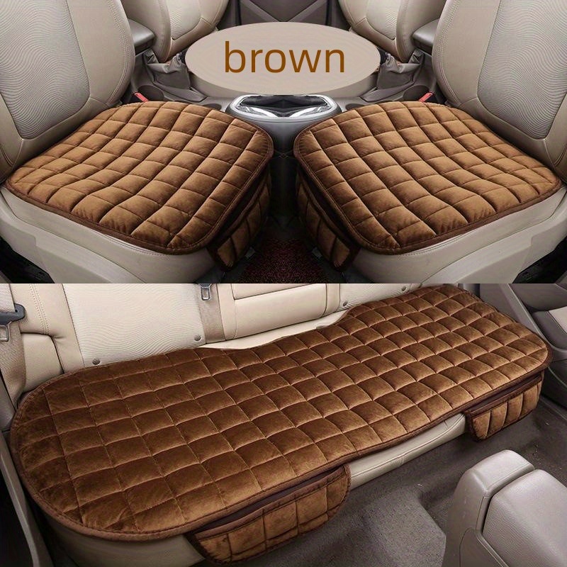 Plush Car Seat Cushion Winter Three piece Set/ Backless - Temu