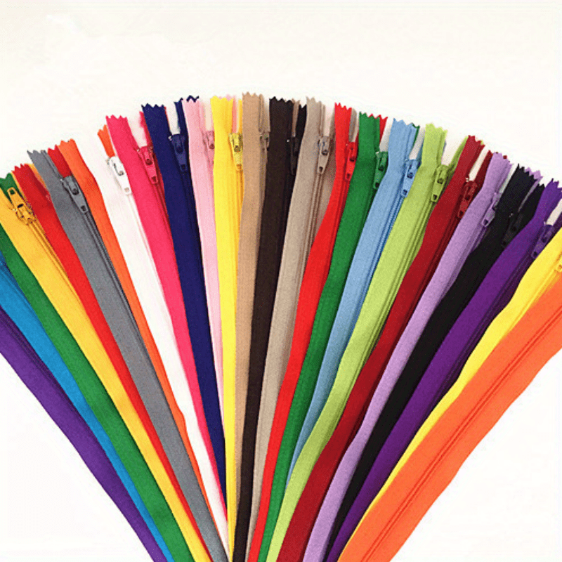 Ten 12-inch (30 Cm) Nylon Roll Zippers In 20 Colors - Ideal For Sewing, Customization, And Manufacturing.