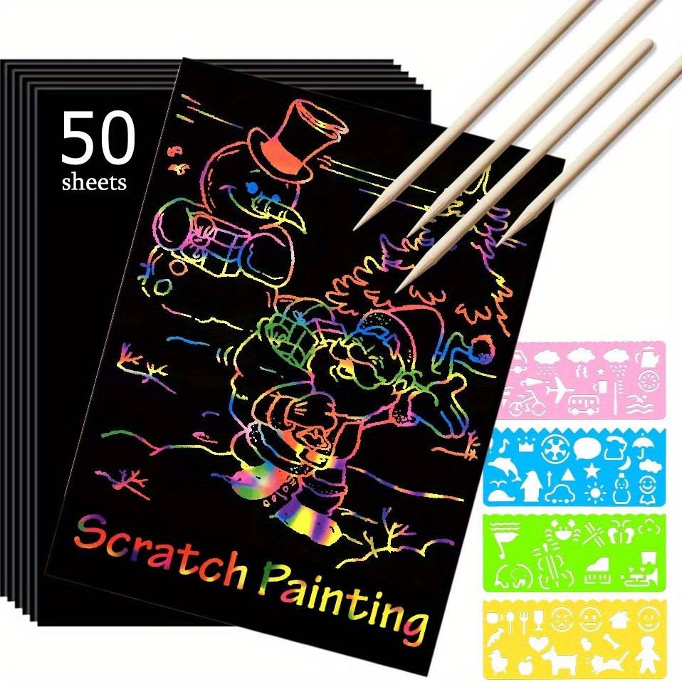Mocoosy 3 Pack Rainbow Scratch Art Note Books - Magic Scratch off