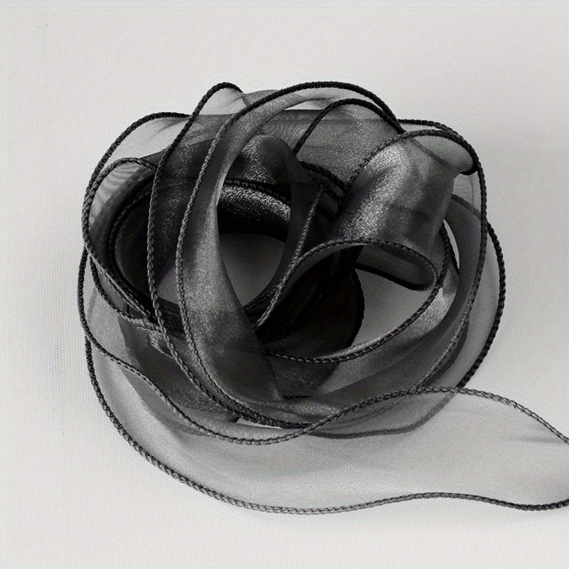 ct Craft LLC Sheer Organza Wired Ribbon for Home Decor, Gift Wrapping, DIY Crafts, 1.5” x 25 Yards x 2 Rolls - Black
