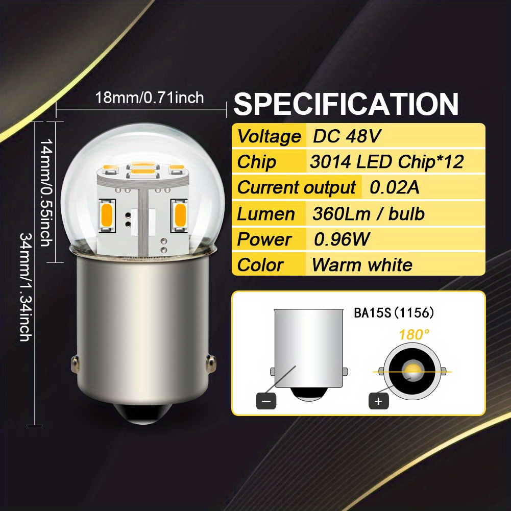  4 X 1156BA15S P21W LED Ampoule Blanc Super Brillant
