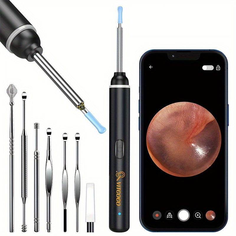 Ear Cleaner With Camera,ear Cleaner Earwax Removal Kit,otoscope With Light,ear  Cleaner With Silicone Ear Spoon Cover,ear Wax Removal Kit With 6-ear Pick, ear Camera For Iphone, Ipad, Android Phones - Temu United Arab