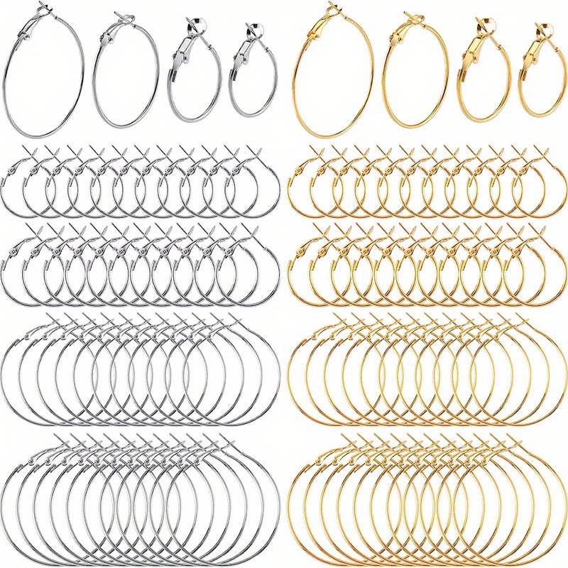 32pcs silvery and golden plated   earring hoops for diy crafting earring jewelry accessory making supplies details 0