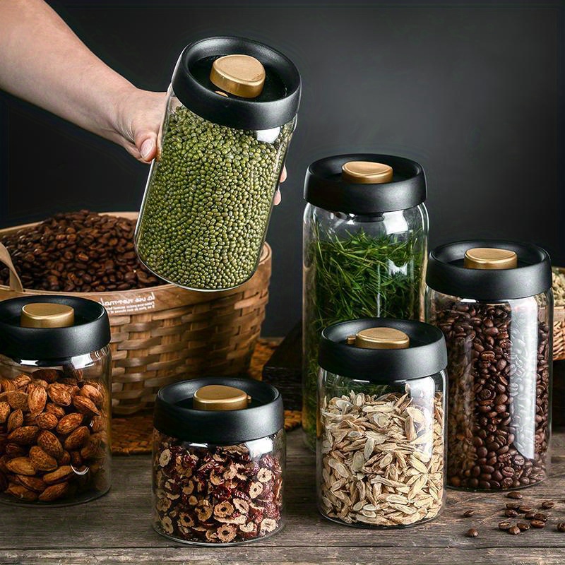 Glass Jar With Bamboo Lid Large Glass Food Storage Container - Temu