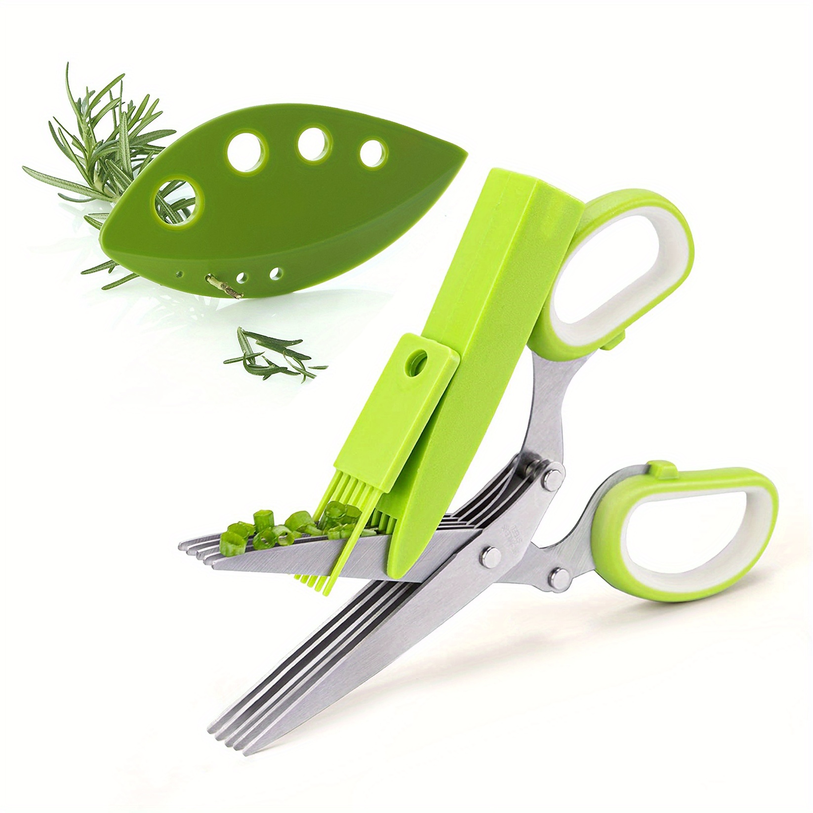 Herb Scissors Leaf Herb Stripper, Stainless Steel 5 Blades And  Cover,kitchen Scissors, For Chopping Chive, Vegetables, Salad,collard  Greens, Parsley, Rosemary Herb - Temu Germany
