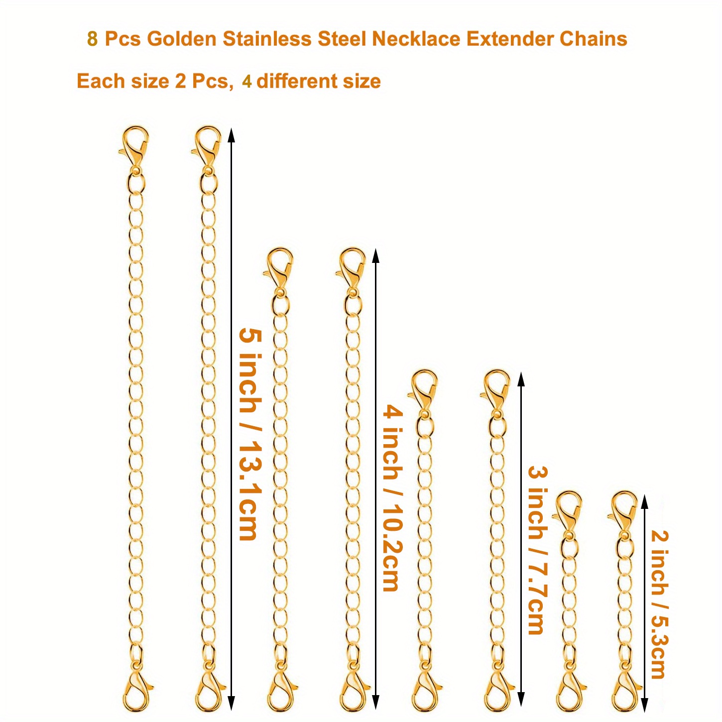 Golden Silvery Stainless Steel Necklace Extenders Chain - Temu