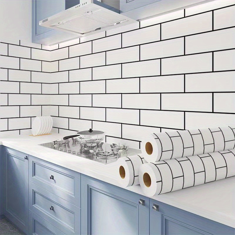 Image of 1 Roll Marble Self-adhesive Waterproof Wallpaper Fashion Furniture Renovation Room Background Decoration Stickers Kitchen High Temperature And Oil Resistant Cuttable Diy Wallpaper Kitchen Accessories