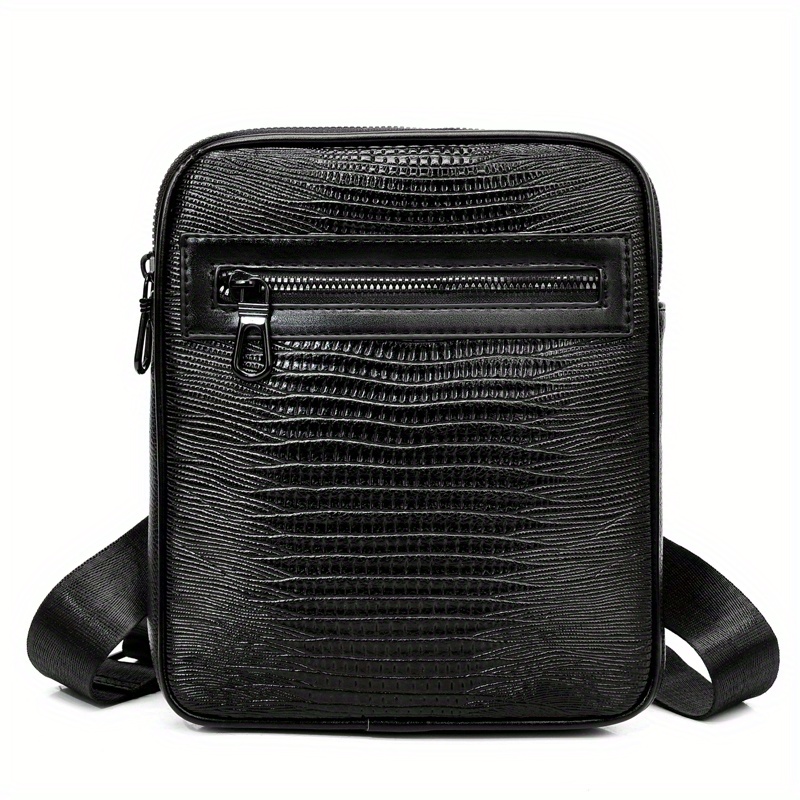 Men's Crocodile Pattern Shoulder Bag Small Square Crossbody
