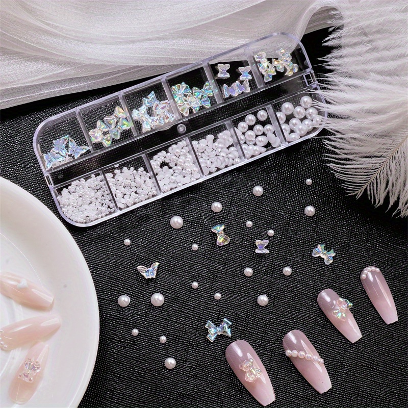 Nail Art 3D Rose Rhinestones Set, Mixed Gems Metal Flower Charms Pearl for  Nail Decoration Women Girl DIY Nail Design Craft Decoration 