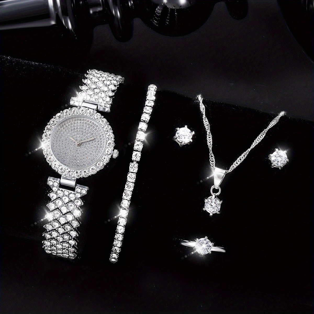 Rhinestone Decorated Quartz Watch & Jewelry Sets For Girls - Temu