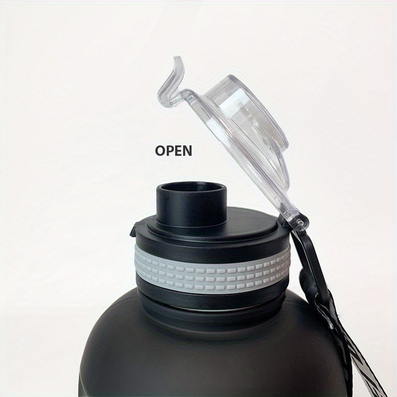 1l Time Leakproof Water Bottle Safety Lock Cap Gradient Straw Cup (black)  T-x