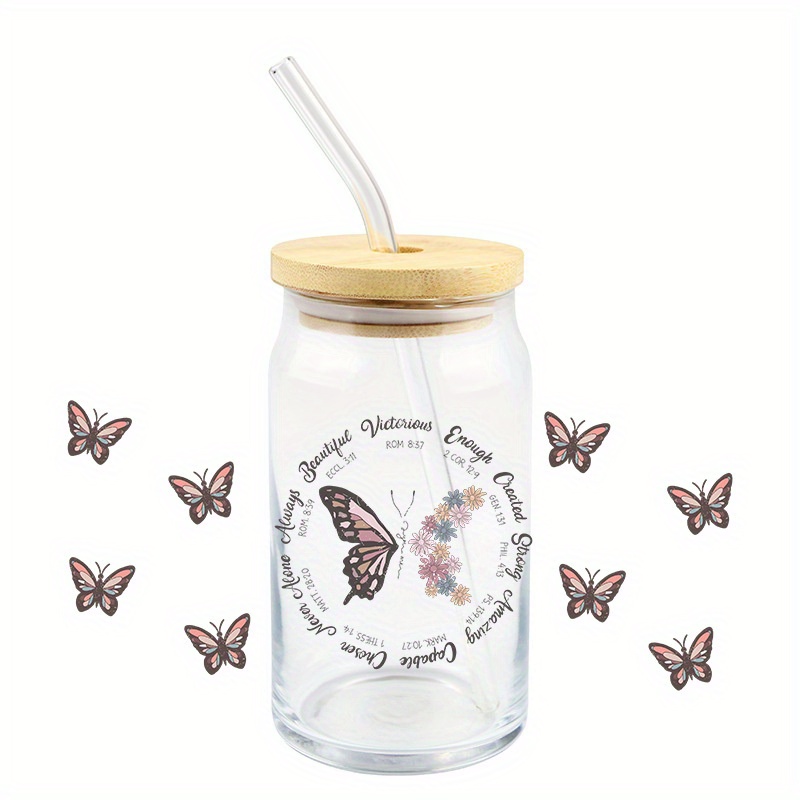 Butterfly Decorative Glass Straw High Temperature Resistant