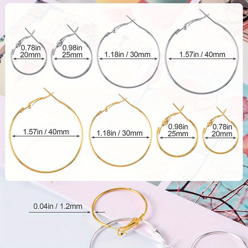 32pcs silvery and golden plated   earring hoops for diy crafting earring jewelry accessory making supplies details 3