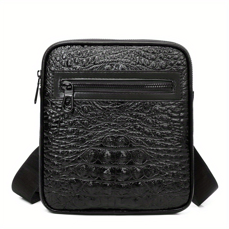 Men's Crocodile Pattern Shoulder Bag Small Square Crossbody