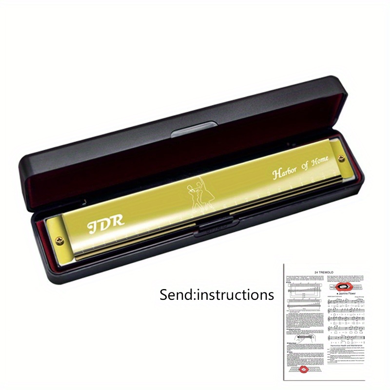 C Tune 24 Hole Harmonica for Beginners - Double Reed Instrument for Adults & Chi